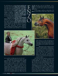 A page from a magazine with a picture of a horse and a man.